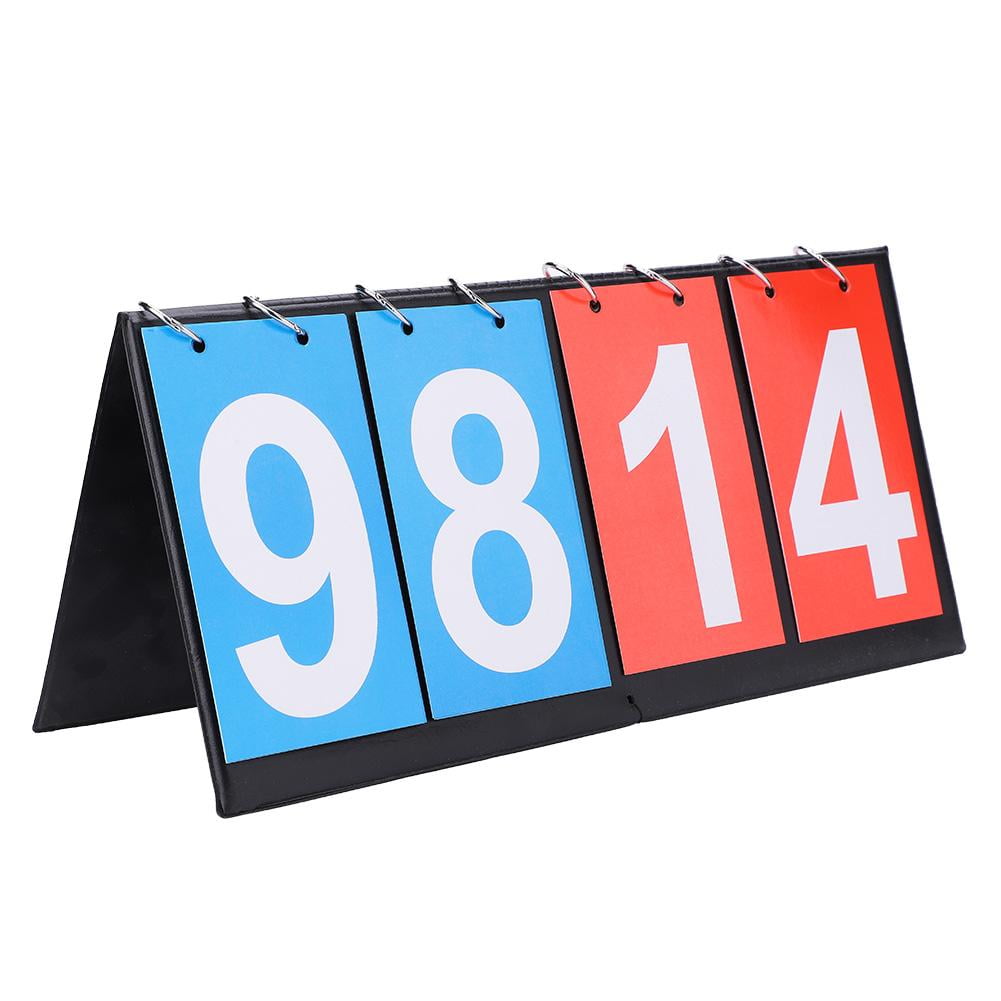 4 Chiffres-Rouge + Bleu Vikenar Tableau de Bord de Sport Flip Portable Score Compteur Tennis de Table Basketball